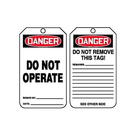 Accuform Safety Tags, DANGER DO NOT OPERATE, 5.75in x 3.25in, PF-Cardstock, 25PK MDT189CTP